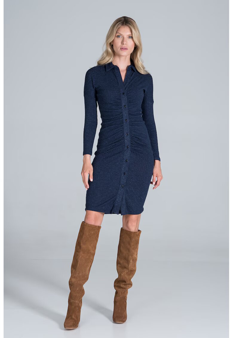 Figl Rochie midi eleganta - maneci lungi - viscoza