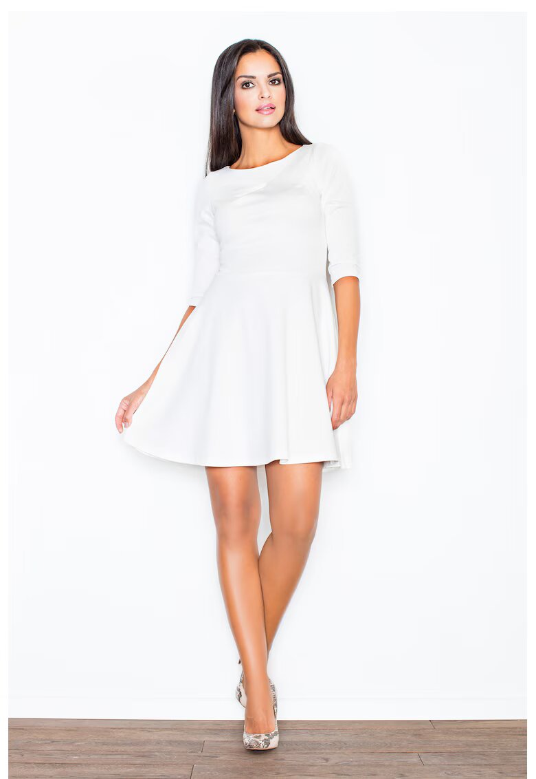 Figl Rochie midi evazata - decupata sub bust - alb - poliester -