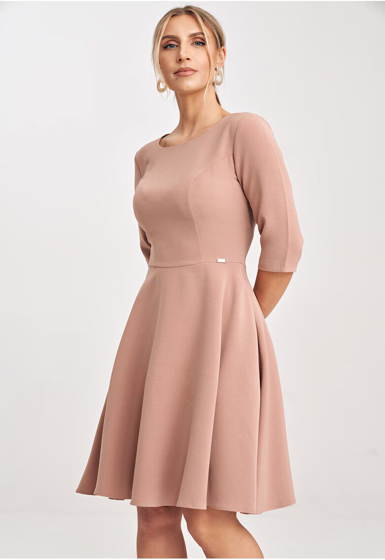 Figl Rochie midi evazata roz - poliester