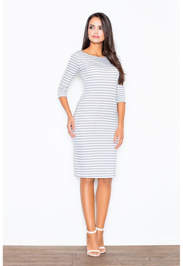 Figl Rochie midi M311 - gri - bumbac - maneci 3/4