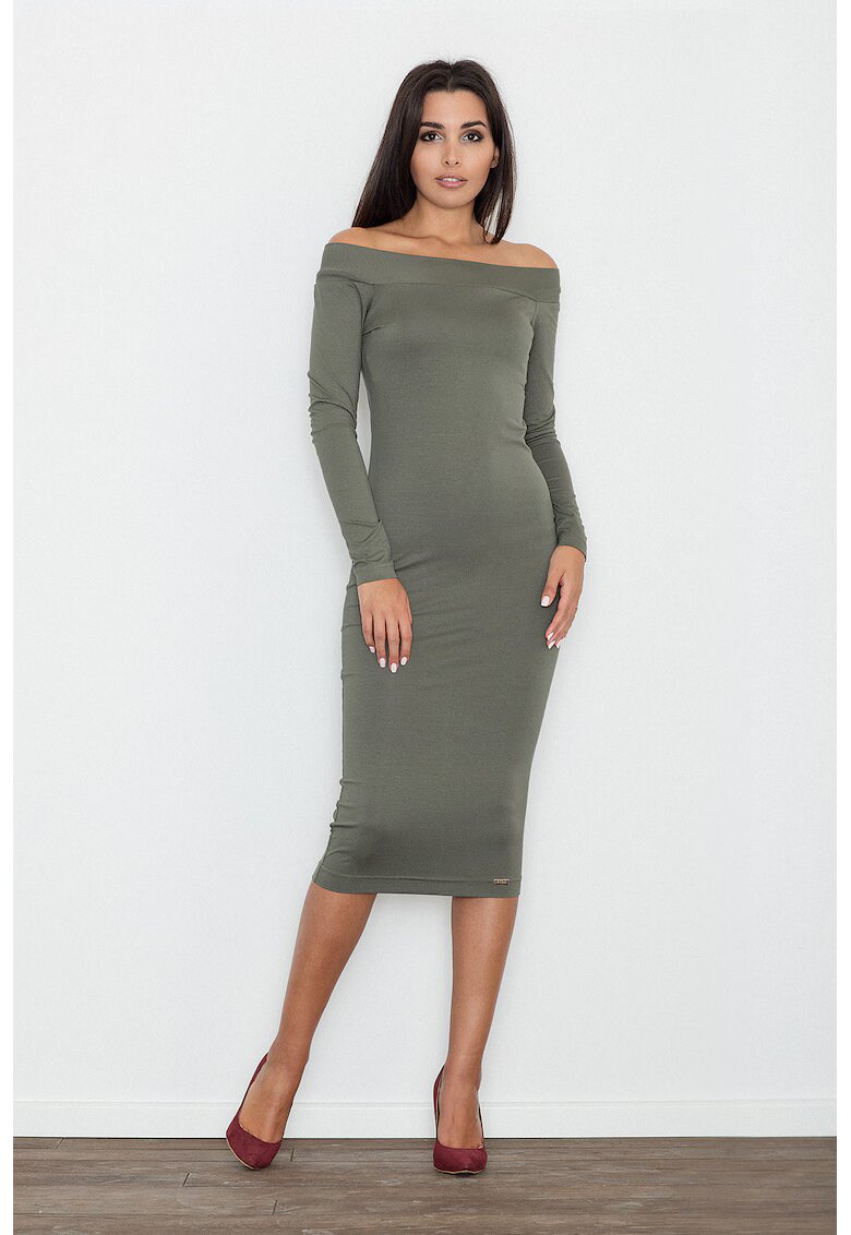 Figl Rochie midi M558 - verde - viscoza