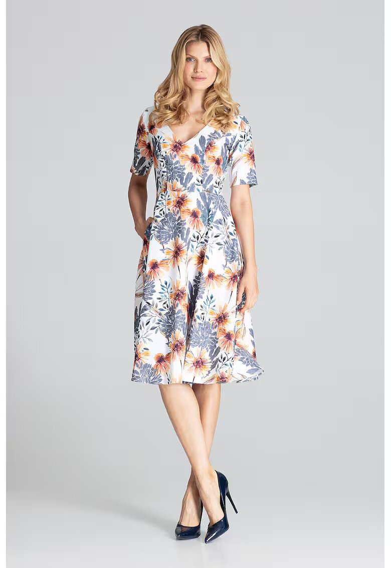 Figl Rochie midi model M673 107 - floral - multicolor - poliester 100%