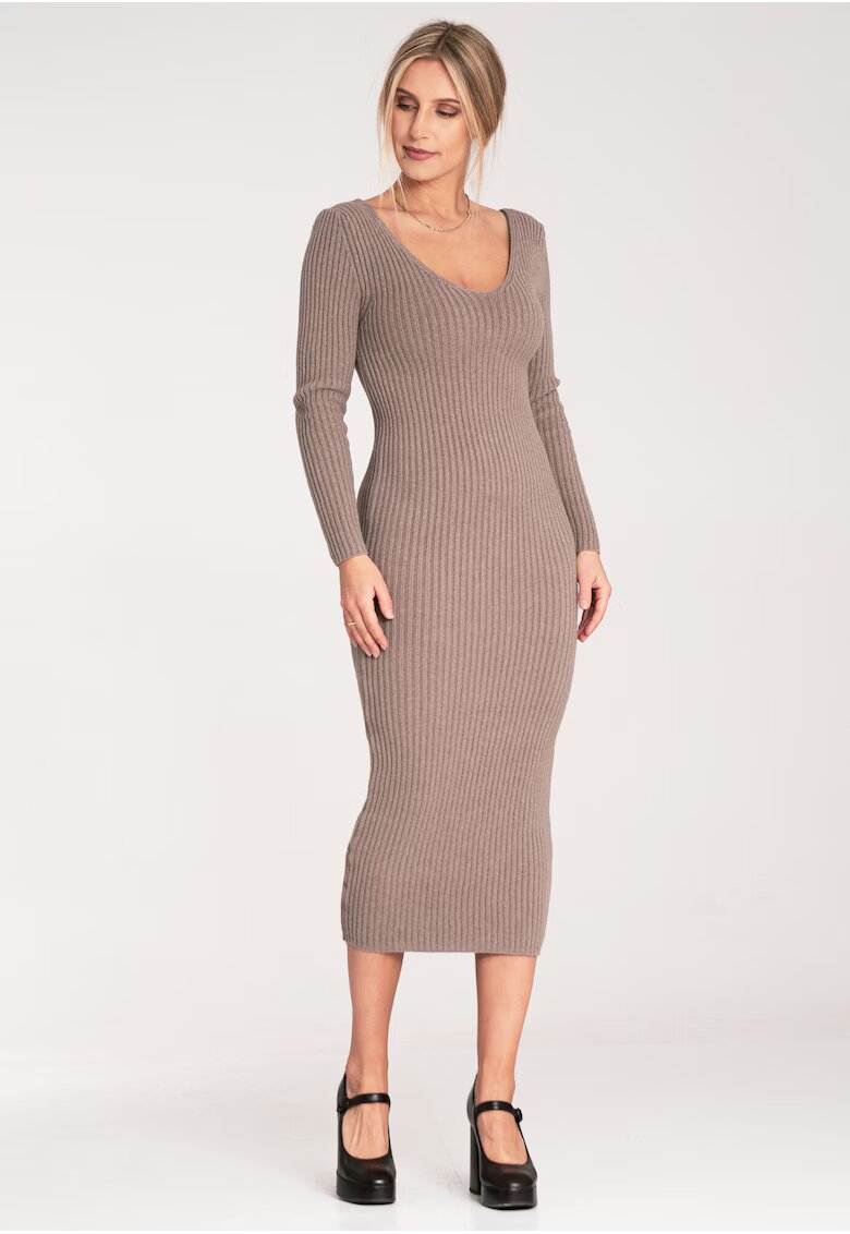 Figl Rochie midi mulata - bej - viscoza -
