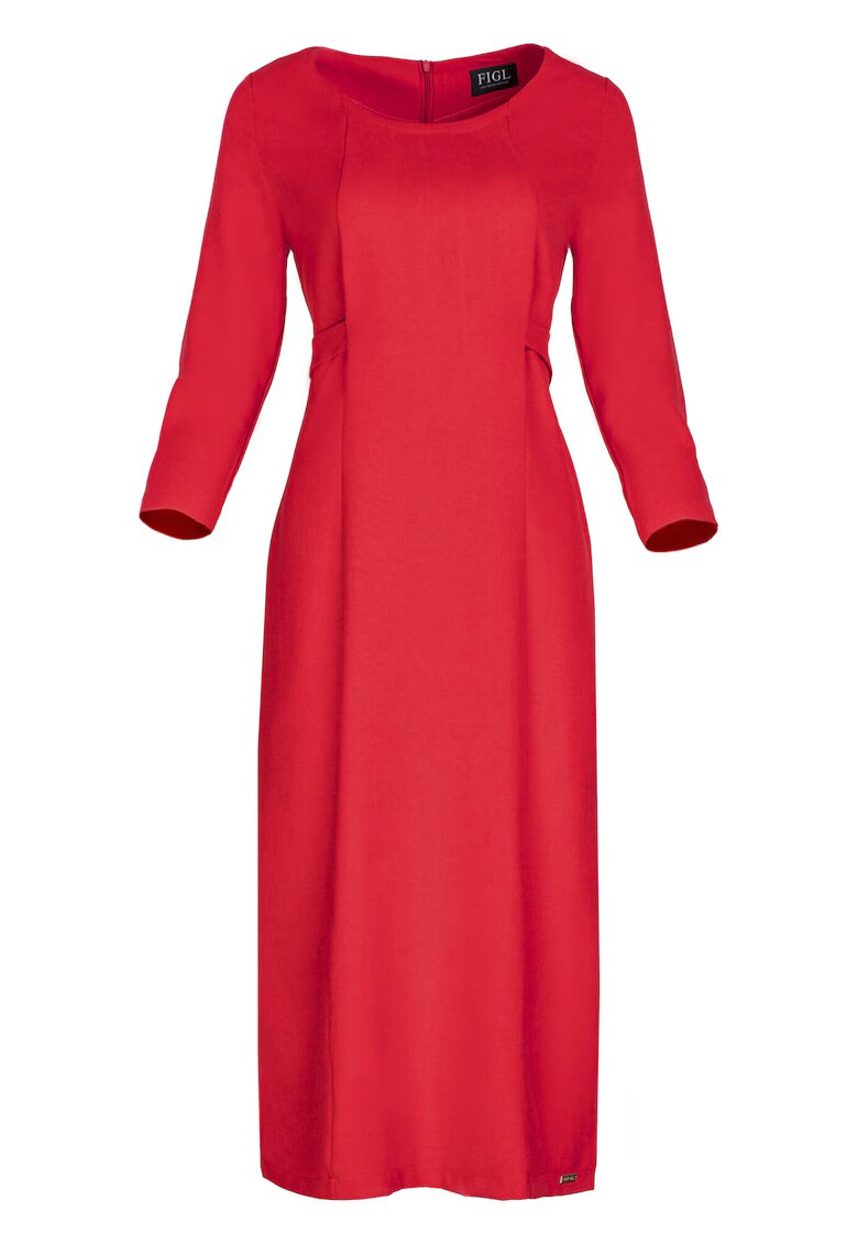 Figl Rochie midi rosie - cu curea - poliester 100% -