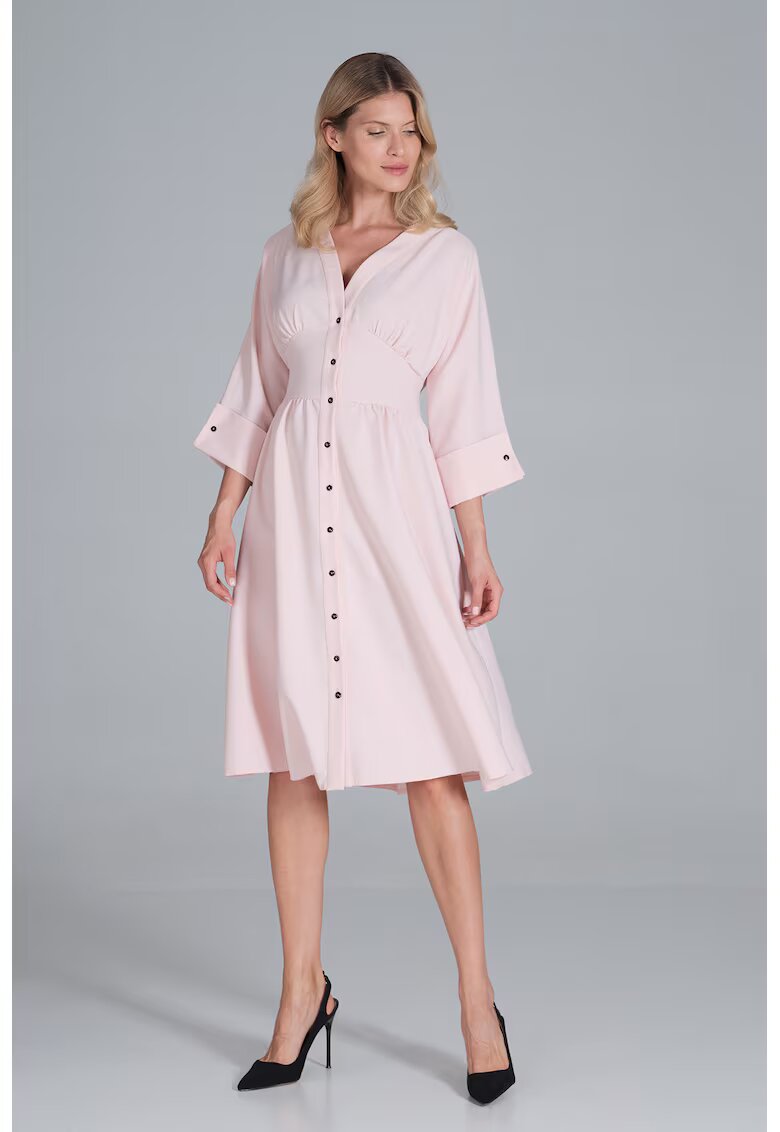 Figl Rochie midi - roz - maneci 3/4 - pentru purtarea zilnica - poliester
