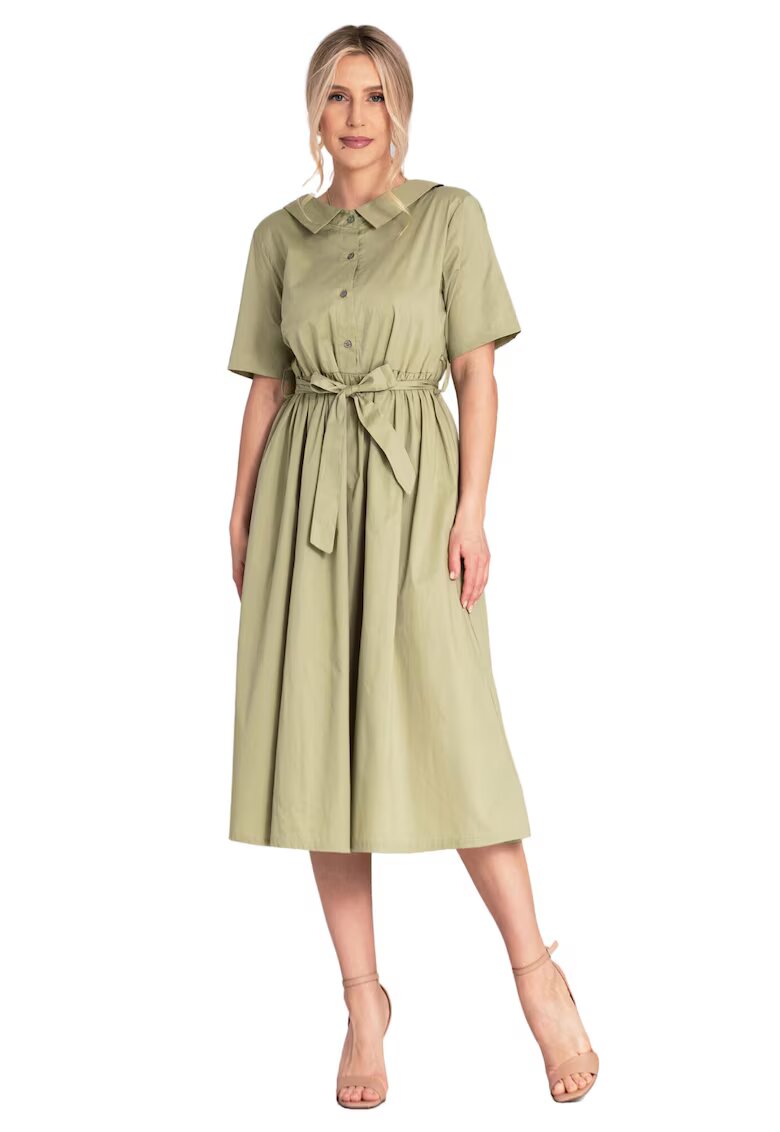 Figl Rochie midi - verde - stil camasa - bumbac -