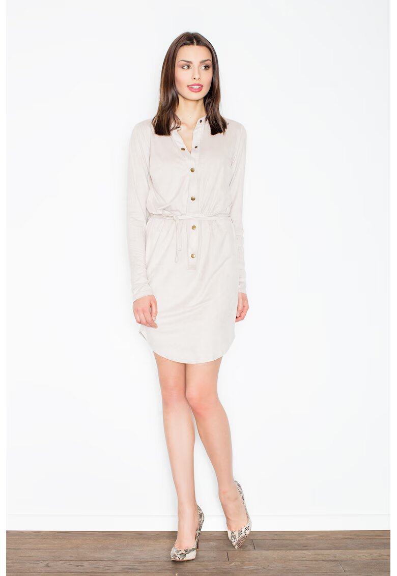 Figl Rochie mini - bej - cu capse - poliester