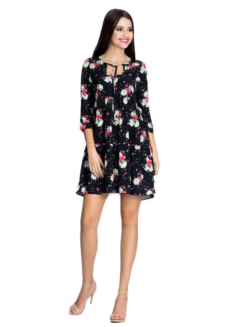 Figl Rochie mini dama Anghan M598 neagra - Alb