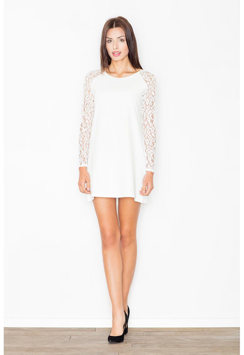 Figl Rochie mini - dantela - alba - poliester
