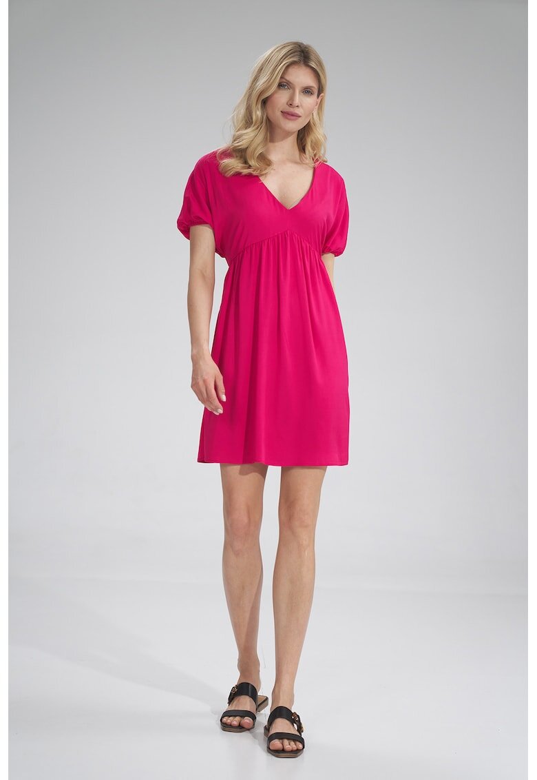 Figl Rochie mini - decolteu in V - viscoza - roz