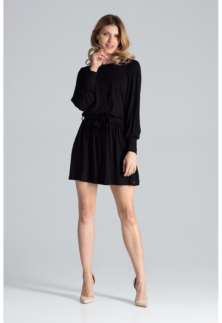 Figl Rochie mini maneci lungi - neagra - viscoza