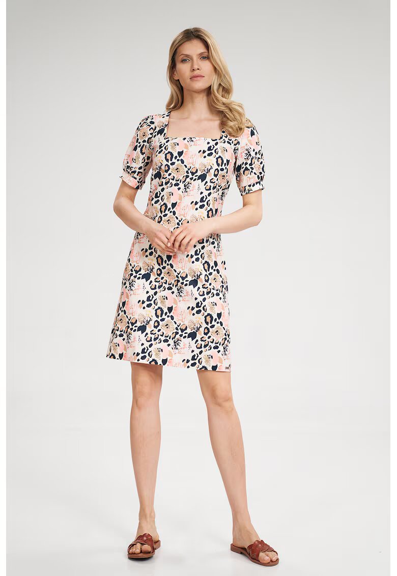 Figl Rochie mini model floral - decolteu patrat - vara - poliester