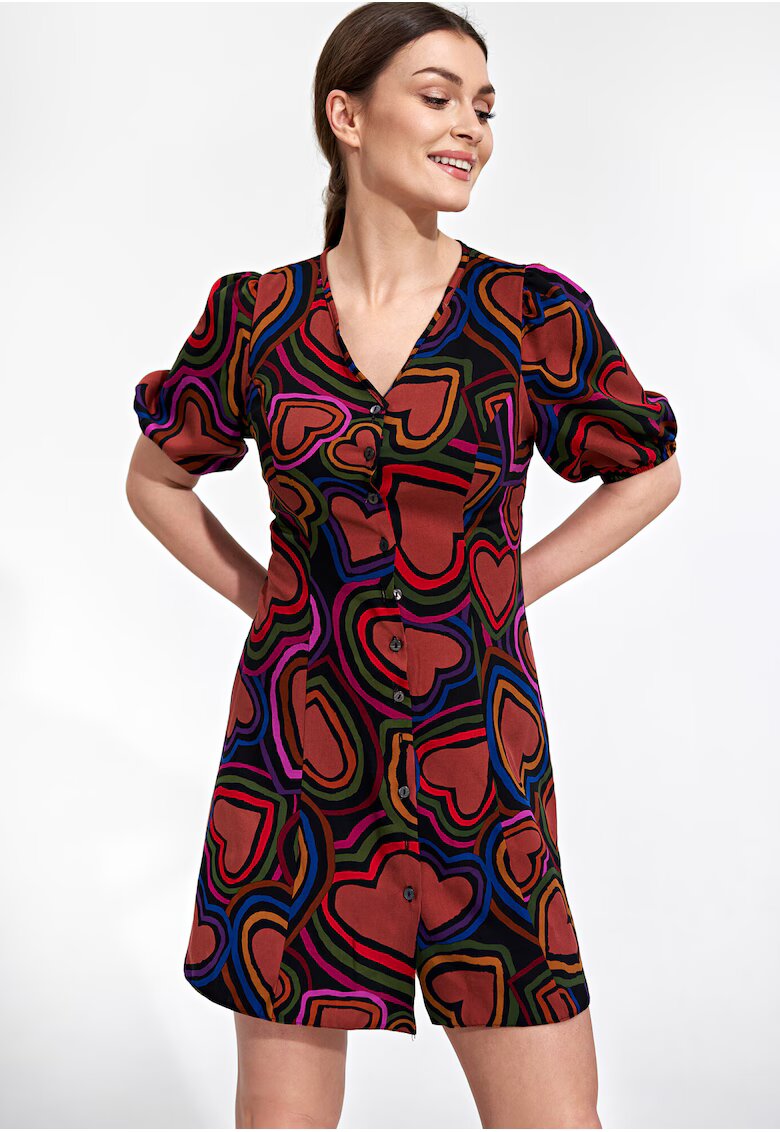 Figl Rochie mini viscoza - negru - rosu - Rosu/Negru