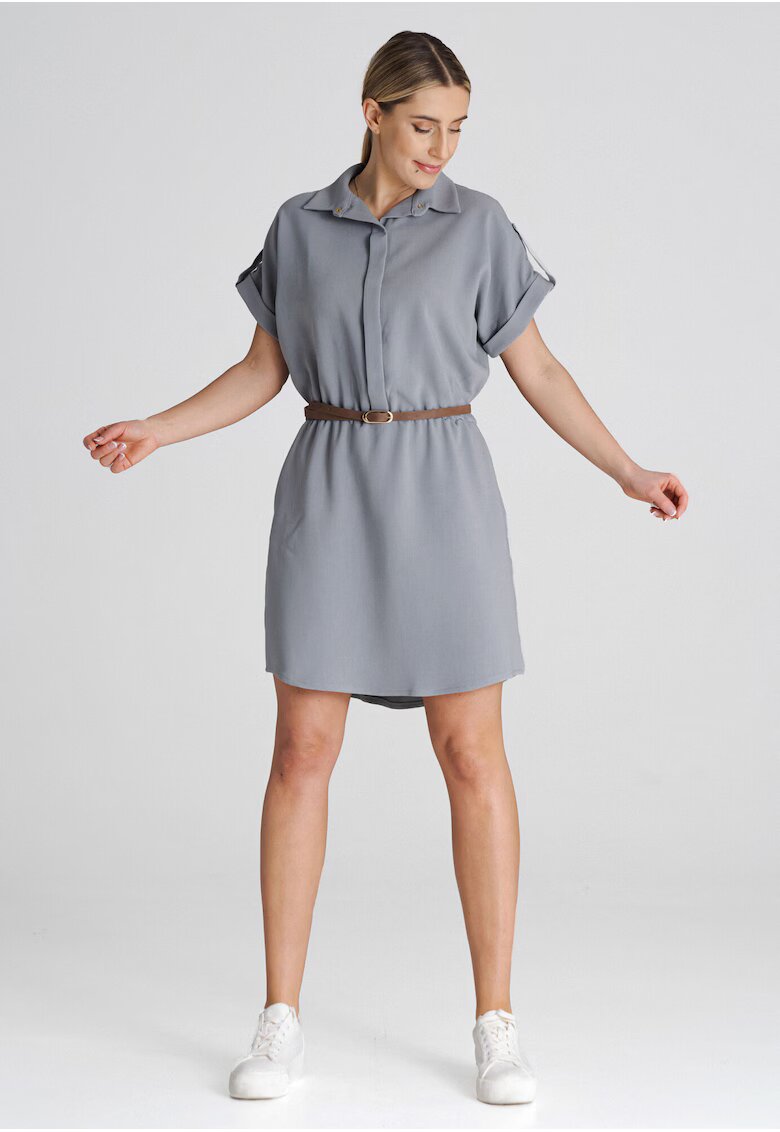Figl Rochie model M1001 - lejera - gri - viscoza