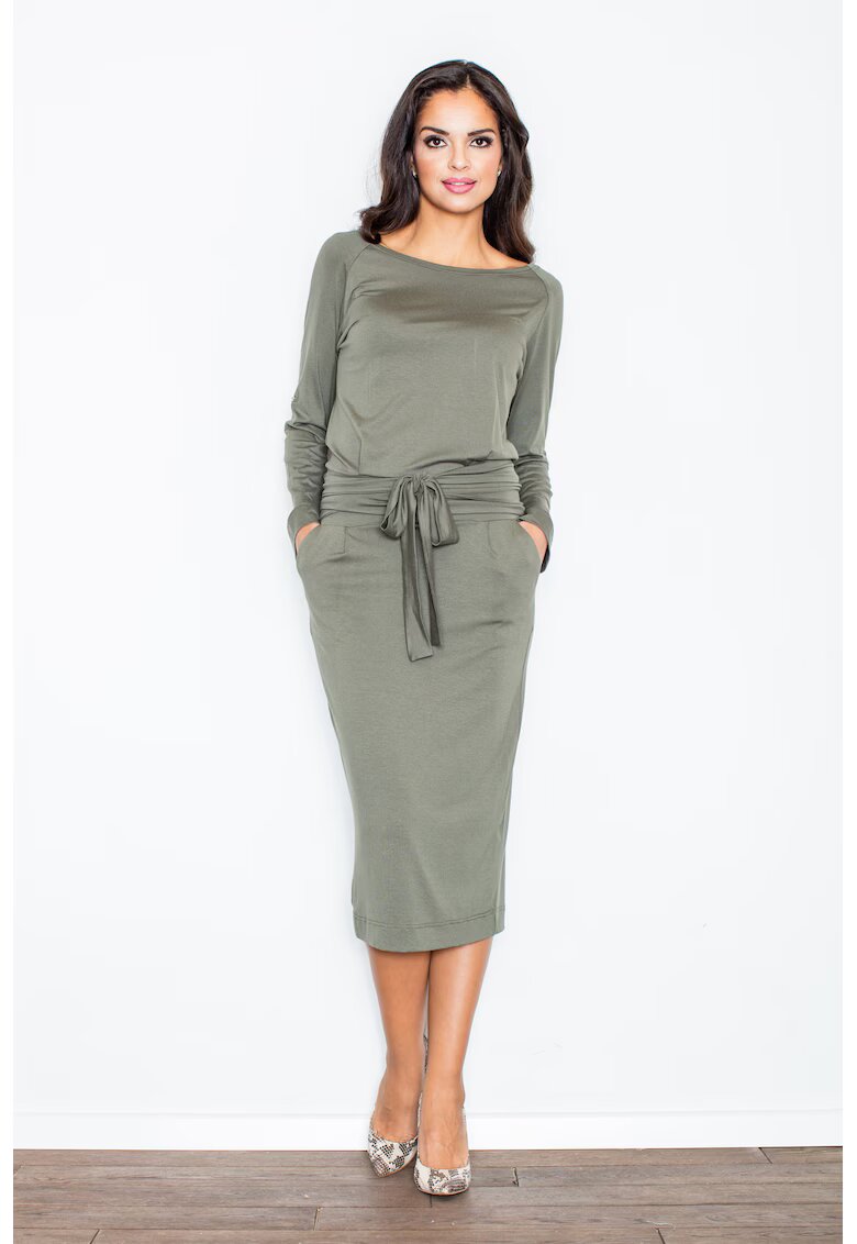 Figl Rochie - model M246 - lunga - maneci lungi - verde - viscoza