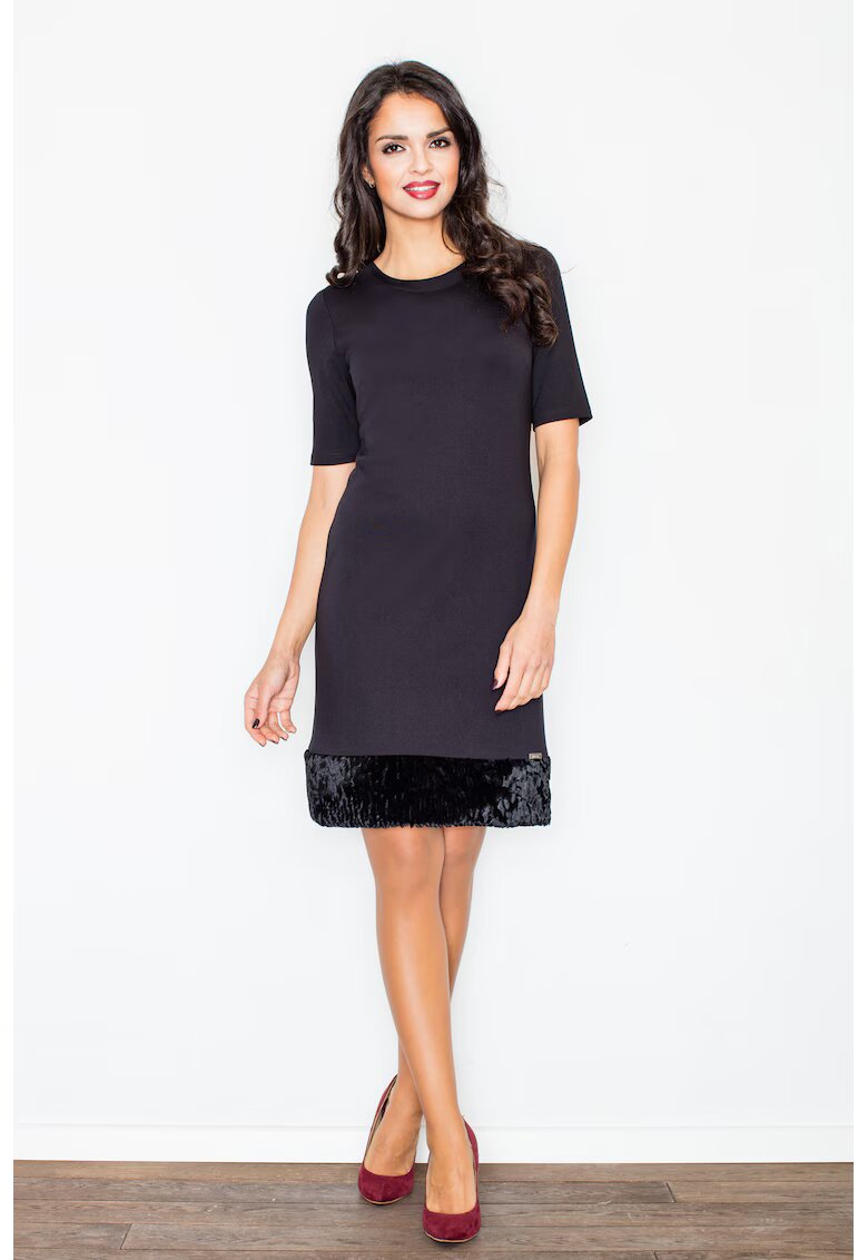Figl Rochie neagra - viscoza - maneci scurte