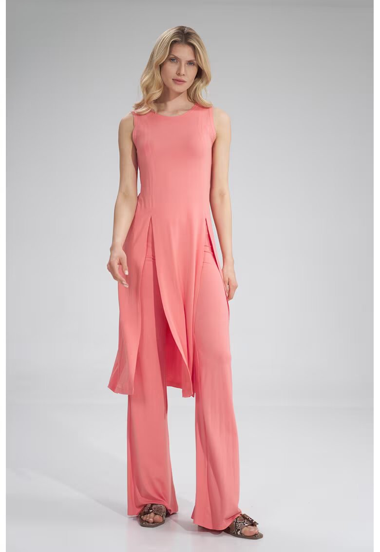 Figl Rochie roz - viscoza - cu crapaturi - pentru femei -