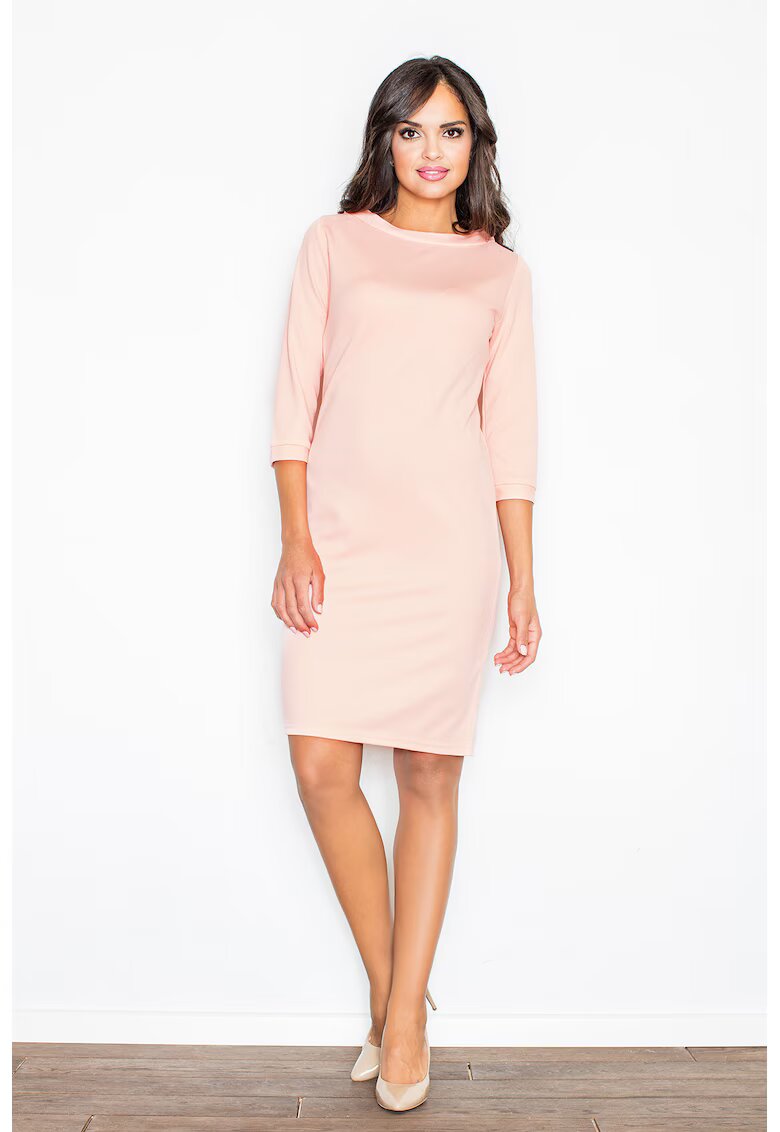 Figl Rochie simpla - maneca 3/4 - roz - poliester - Roz