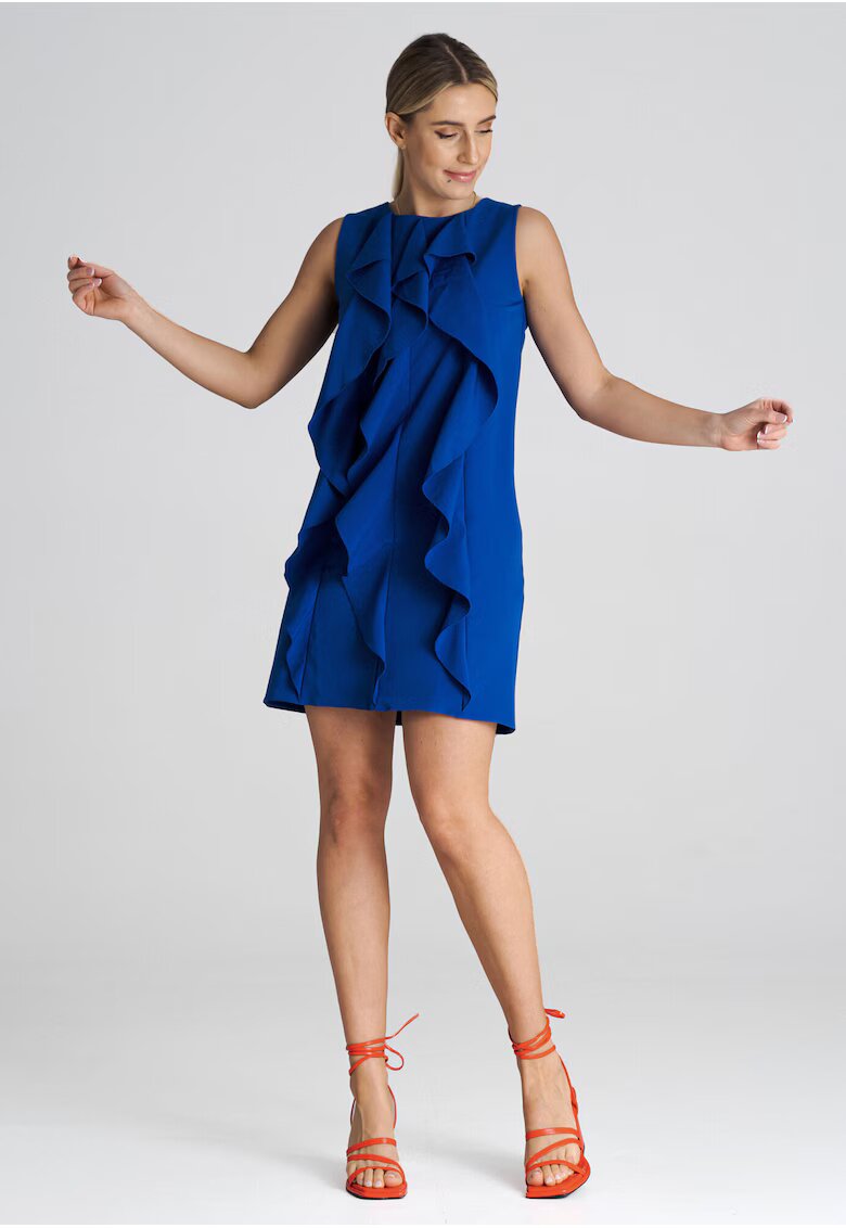 Figl Rochie trapez eleganta - poliester - albastru