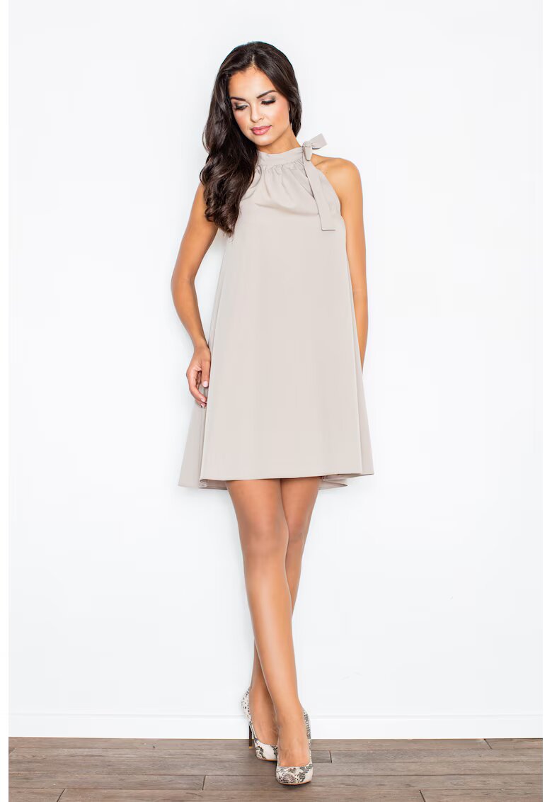 Figl Rochie trapez - legata la gat - gri - poliester