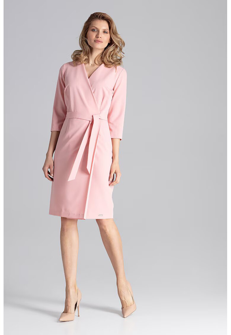 Figl Rochie wrap - M654 - roz - poliester-viscoza
