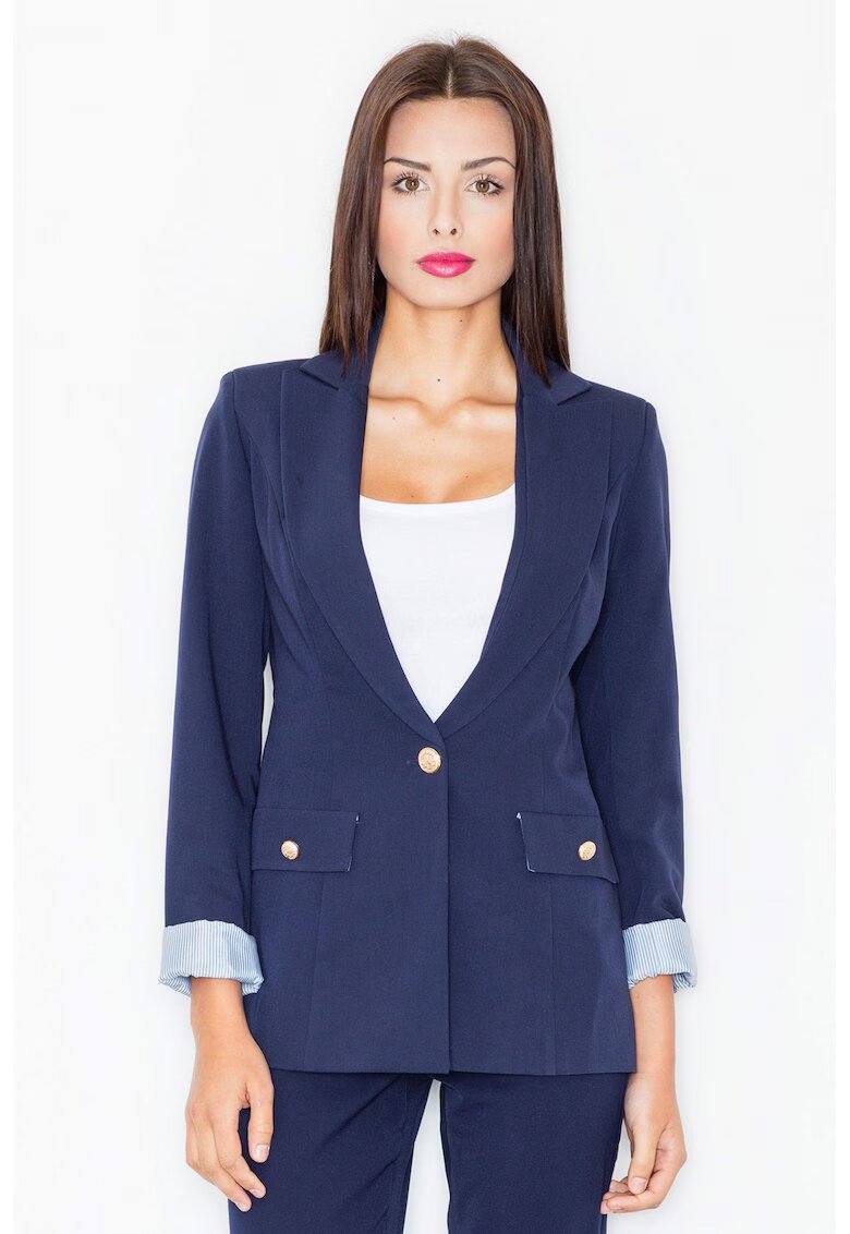 Figl Sacou dama - jacheta eleganta - bleumarin - nasturi aurii -