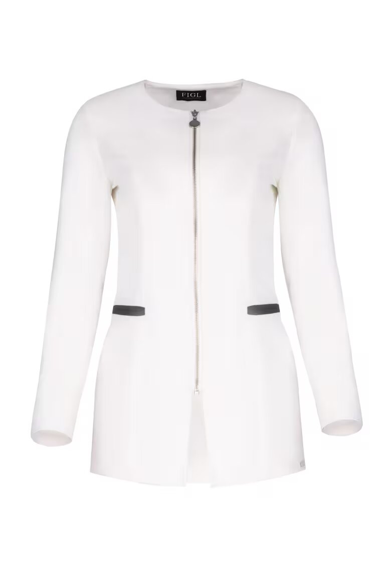 Figl Sacou dama M409 - lung - ecru-negru - poliester - versatil