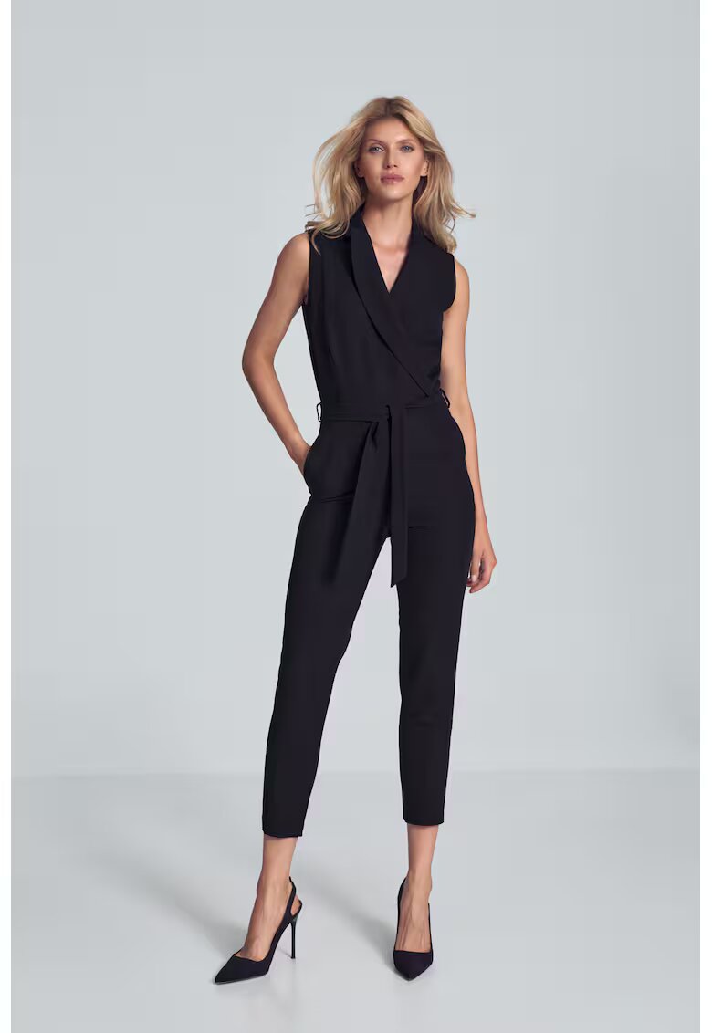Figl Salopeta dama - fara maneci - neagra - poliester -