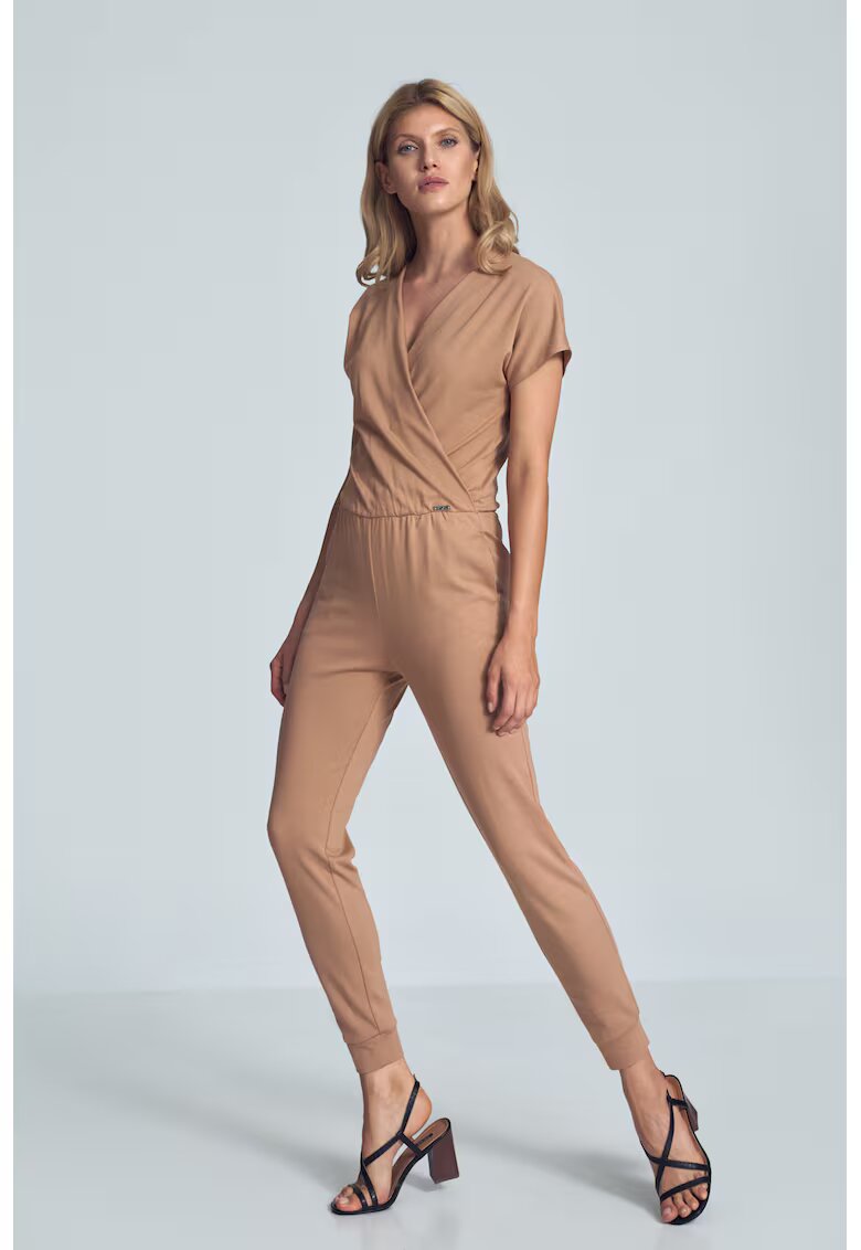 Figl Salopeta dama - maneca scurta - material vascosa si elasten - bej