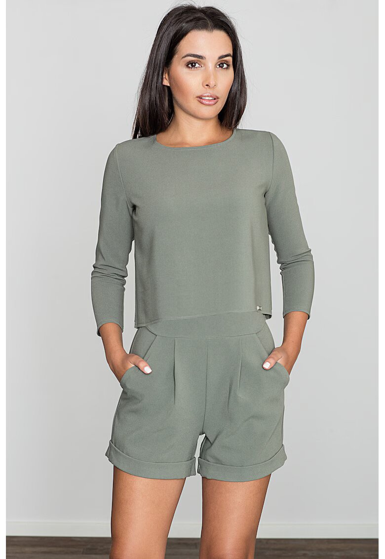 Figl Salopeta scurta - eleganta - pantaloni scurti - culoare olive - poliester -