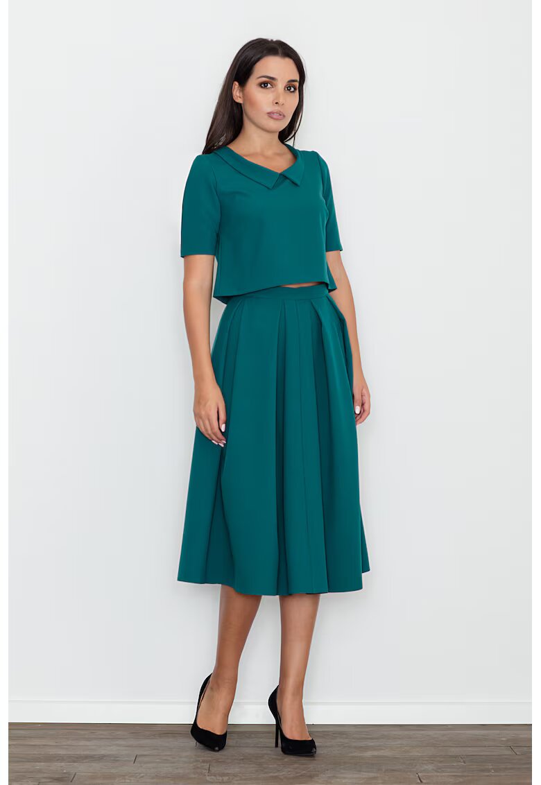 Figl Set dama fusta si bluza - verde - poliester 100%