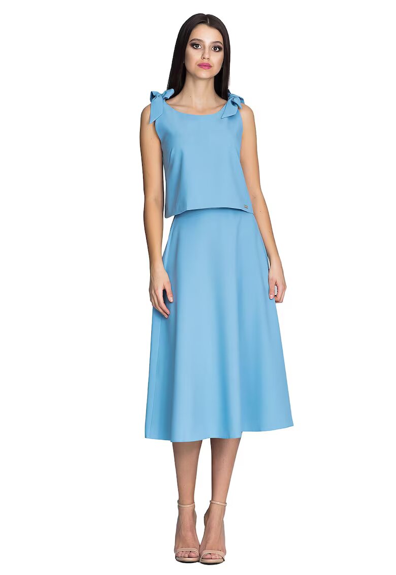 Figl Set fusta si bluza albastru - bretele - fusta evazata - Albastru