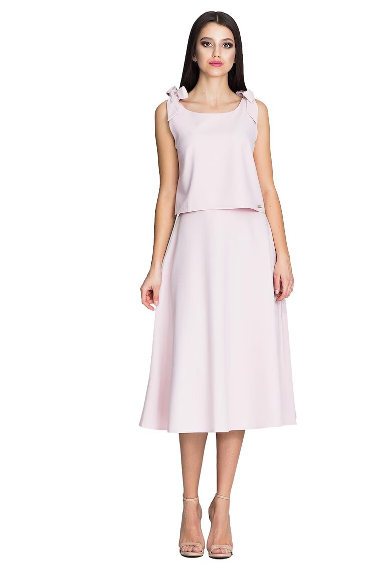 Figl Set fusta si bluza cu bretele - fusta evazata - roz - Roz