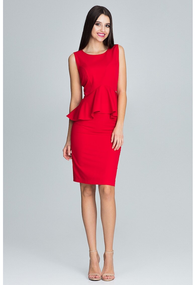 Figl Set fusta si bluza fusta creion - bluza cu volane - rosu
