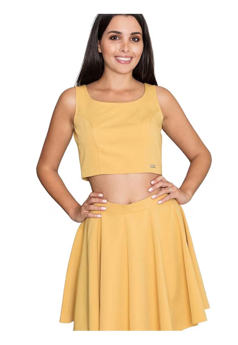 Figl Set top + fusta Galben poliester viscoza