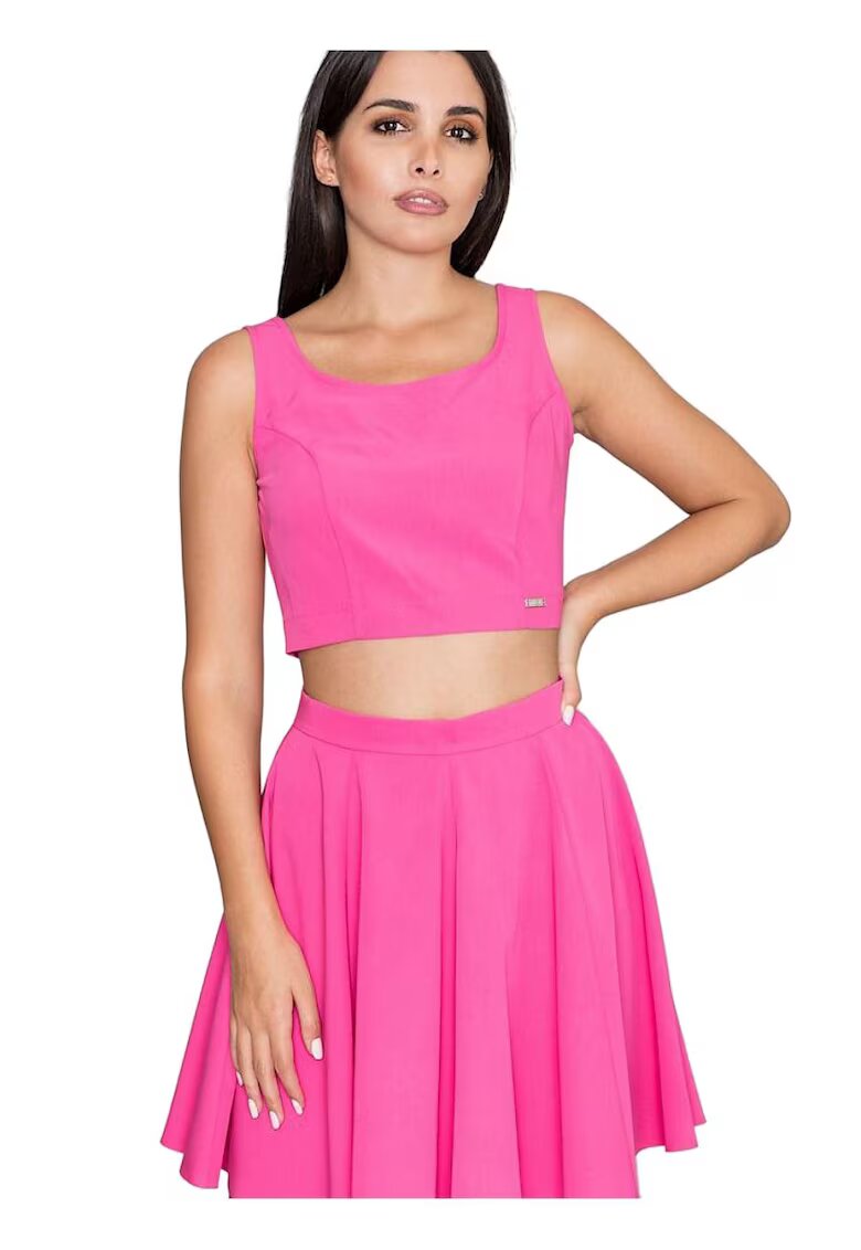 Figl Set top + fusta scurt - evazat - elegant - violet - poliester-viscoza