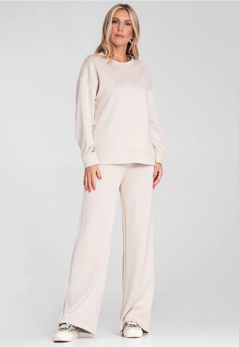 Figl Set trening bej - confortabil - croiala supradimensionata - material elastic