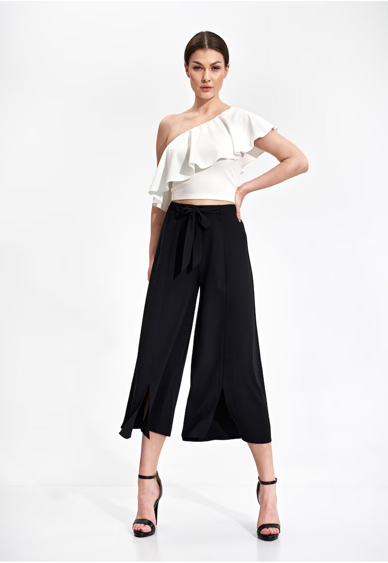 Figl Top dama - Poliester/Elastan - Cu volane - Alb -