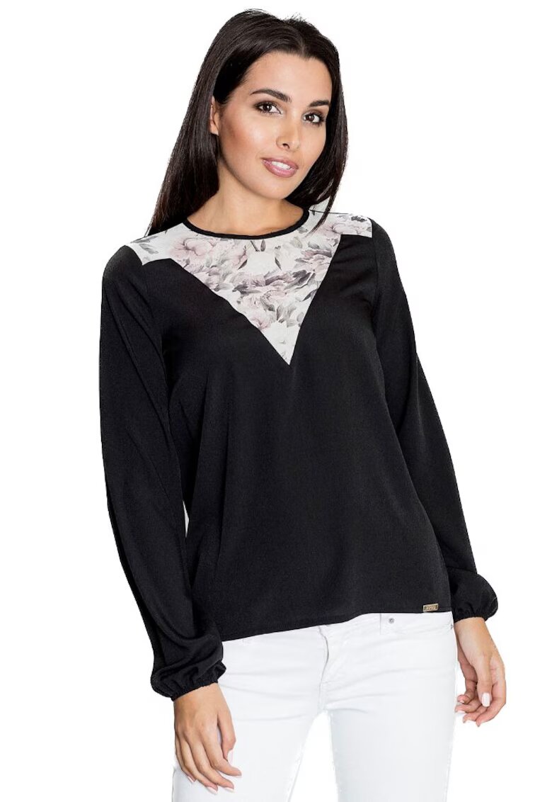 Figl Tricou cu mânecă lungă pentru femei Guibeth M549 negru - Negru