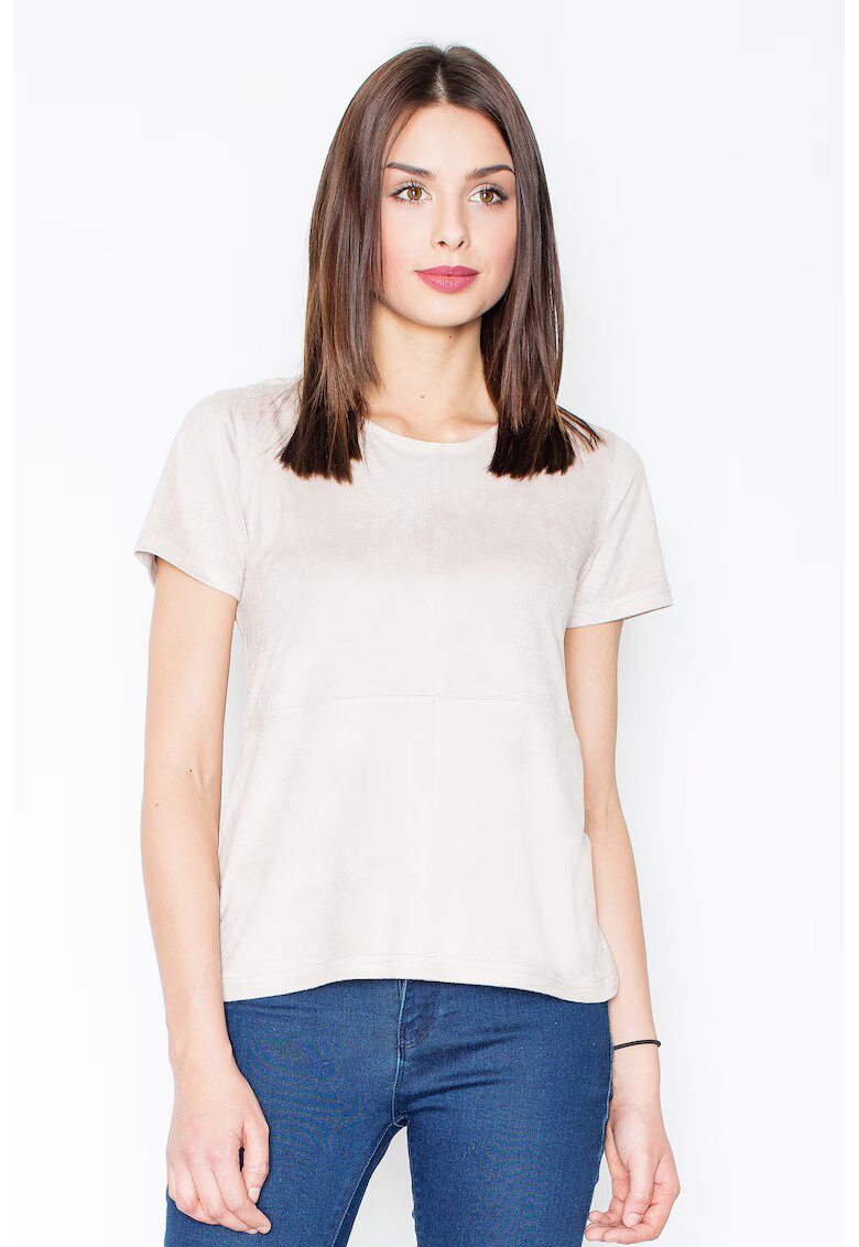 Figl Tricou dama cu fermoar - Bej