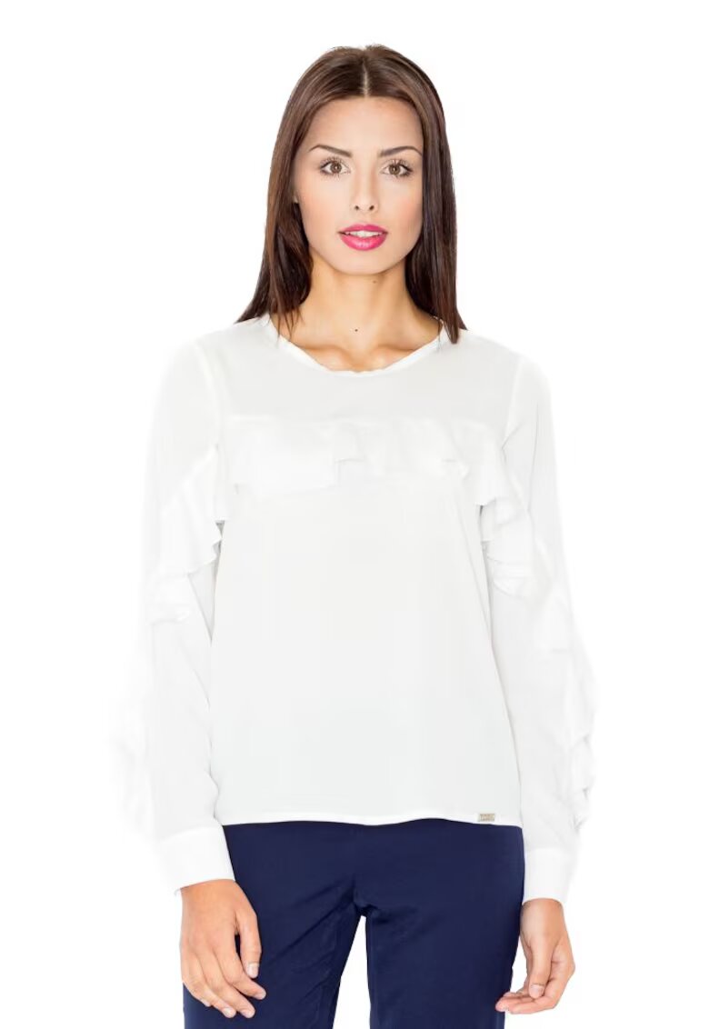 Figl Tricou dama cu maneca lunga Lyorre M466 ecru - Alb
