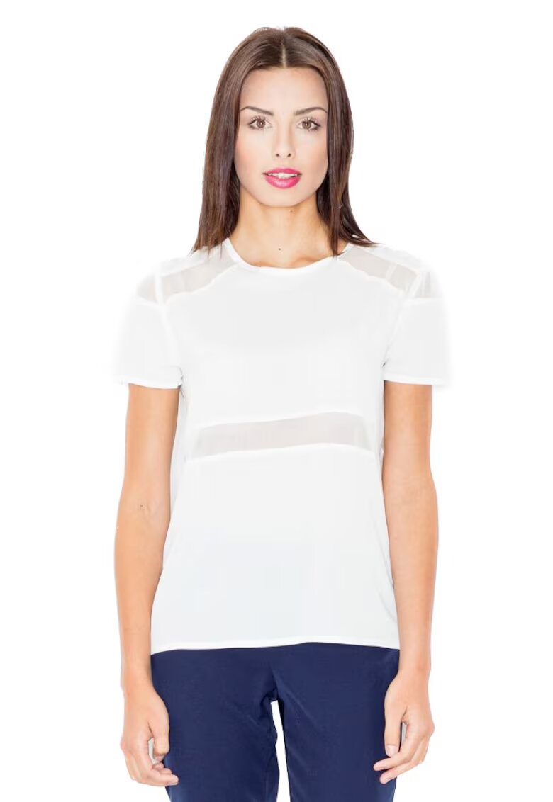 Figl Tricou dama cu maneca scurta Isone M468 ecru - Alb