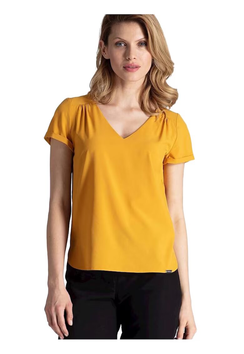 Figl Tricou dama - decolteu in V - maneci scurte - elastan/poliester
