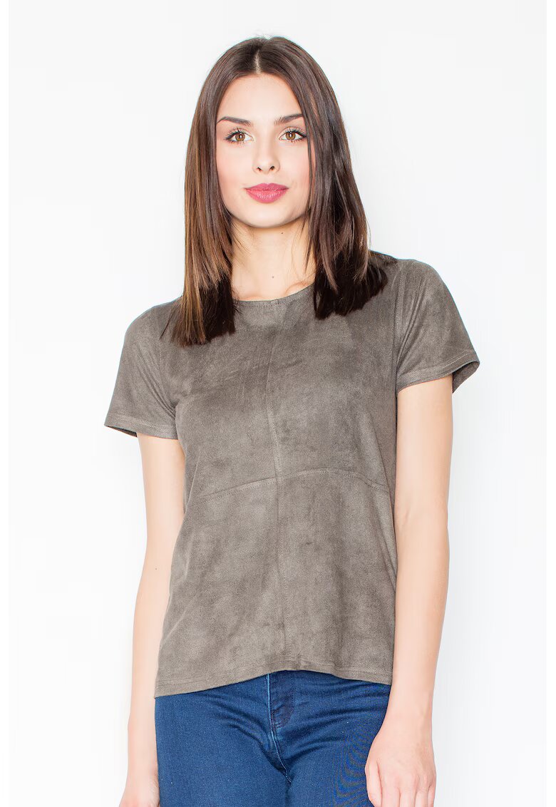 Figl Tricou dama - Poliester/Elastan - Cu fermoar - Masliniu
