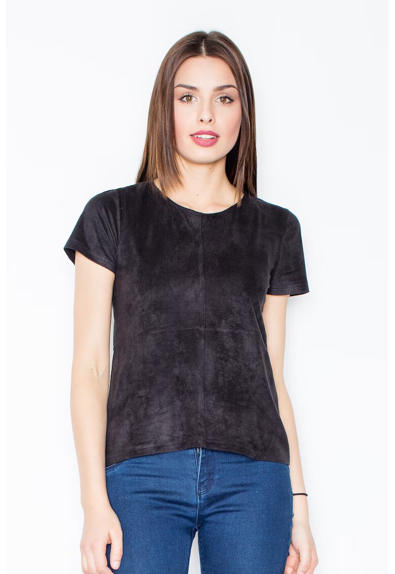 Figl Tricou dama - Poliester/Elastan - Cu fermoar - Negru