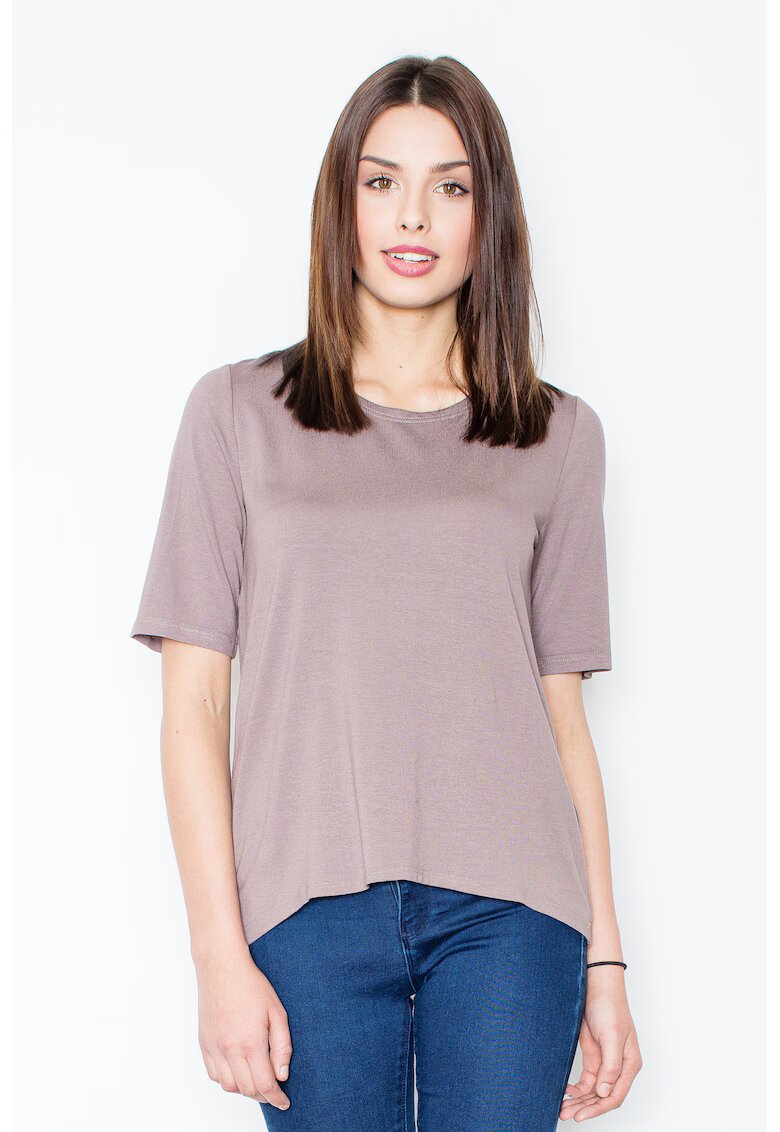 Figl Tricou dama - Spatele gol - Viscoza/Elastan - Maro cafeniu