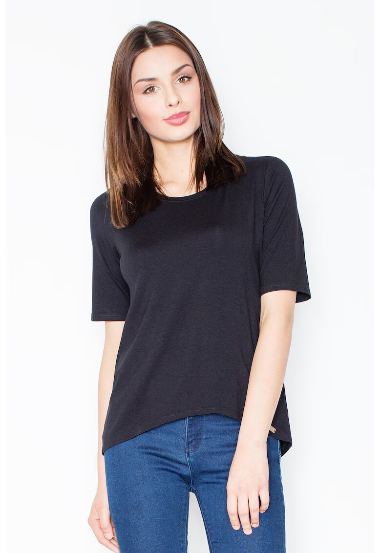 Figl Tricou dama - Spatele gol - Viscoza/Elastan - Negru