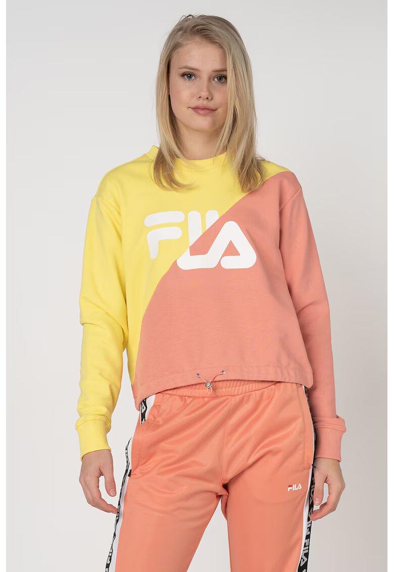 FILA Bluza sport crop cu imprimeu logo Banji - Galben/Roz pastel