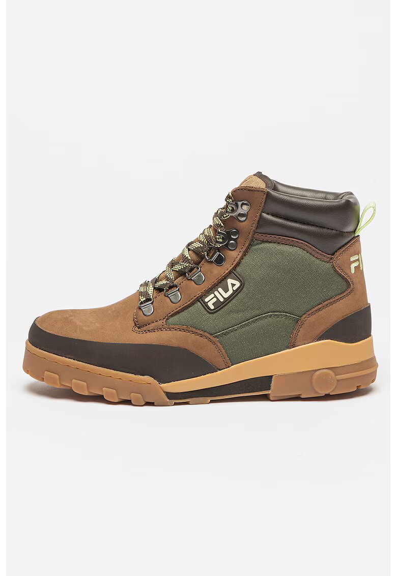 FILA Ghete cu insertii de piele nabuc Grunge - Maro/Verde feriga