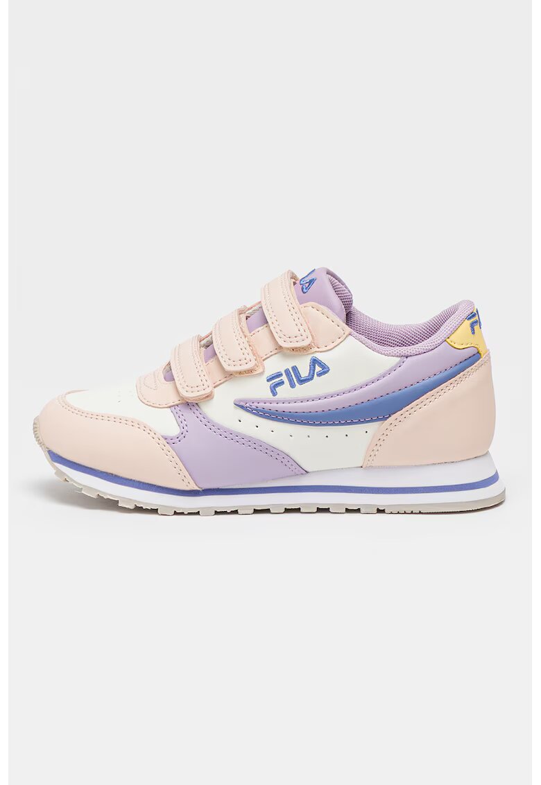 FILA Pantofi sport de piele ecologica cu inchidere velcro Orbit - Piersica/Lila/Alb murdar